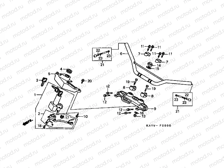 F-5 STEERING BAR TUBE / UPPER BRIDGE