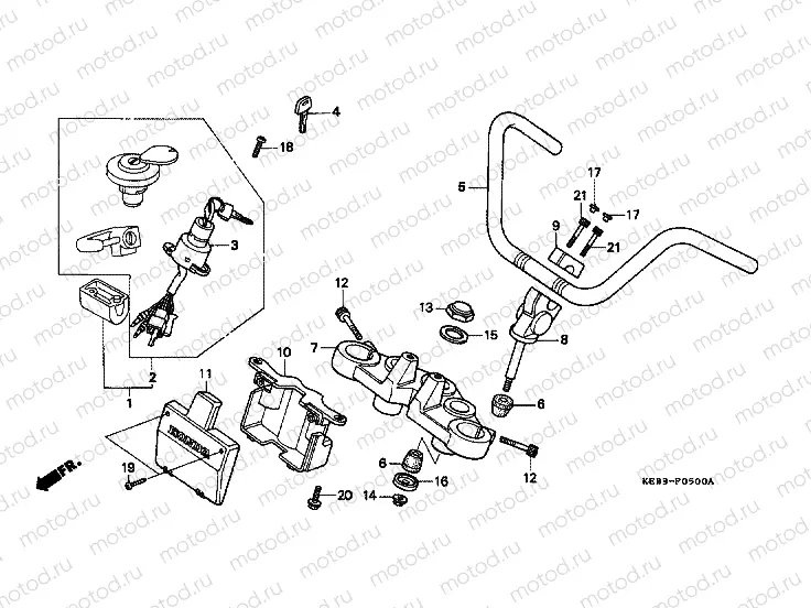 F-5 STEERING BAR TUBE / UPPER BRIDGE