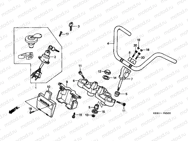 F-5 STEERING BAR TUBE / UPPER BRIDGE