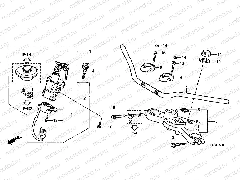 F-5 STEERING BAR TUBE / UPPER BRIDGE