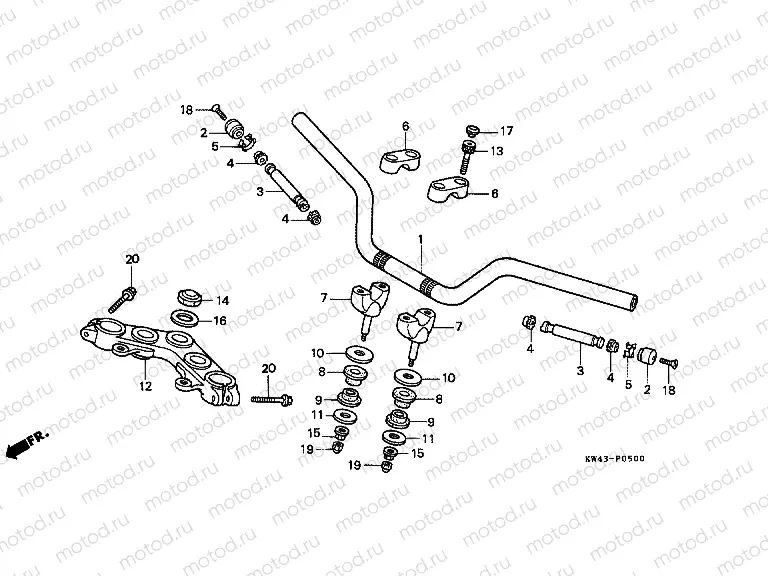 F-5 STEERING BAR TUBE / UPPER BRIDGE