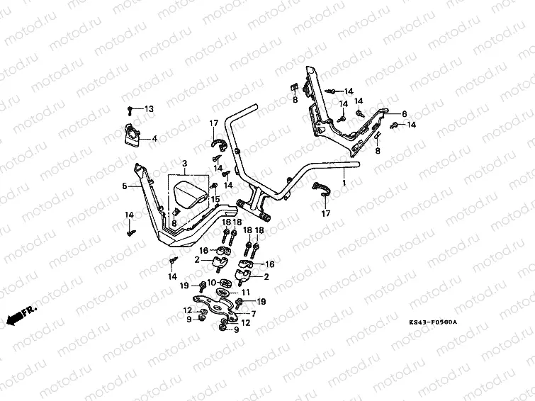 F-5 STEERING BAR TUBE / UPPER BRIDGE