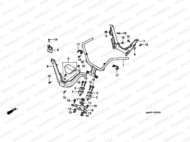 F-5 STEERING BAR TUBE / UPPER BRIDGE