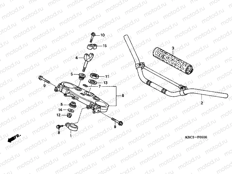 F-5 STEERING BAR TUBE / UPPER BRIDGE