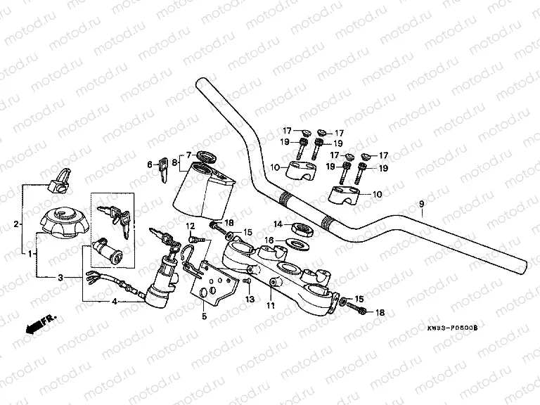 F-5 STEERING BAR TUBE / UPPER BRIDGE