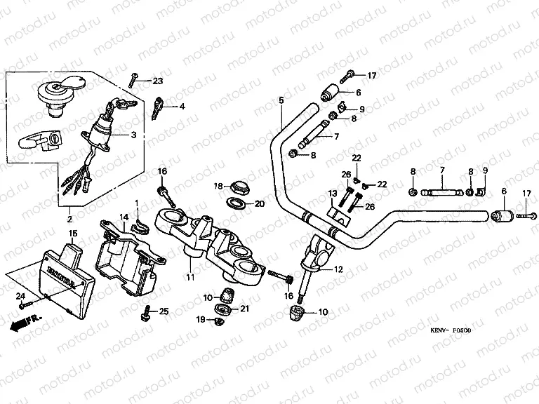 F-5 STEERING BAR TUBE / UPPER BRIDGE