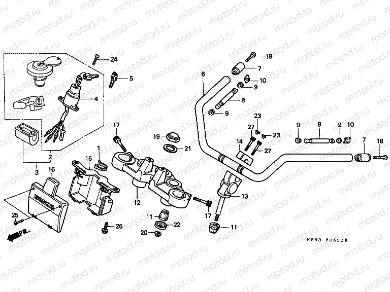 F-5 STEERING BAR TUBE / UPPER BRIDGE