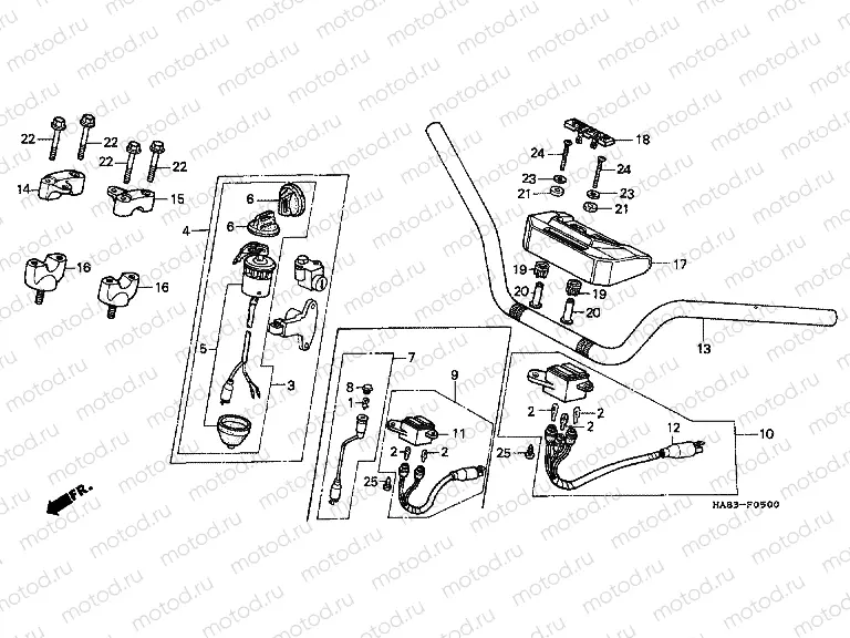 F-5 STEERING BAR TUBE / UPPER BRIDGE