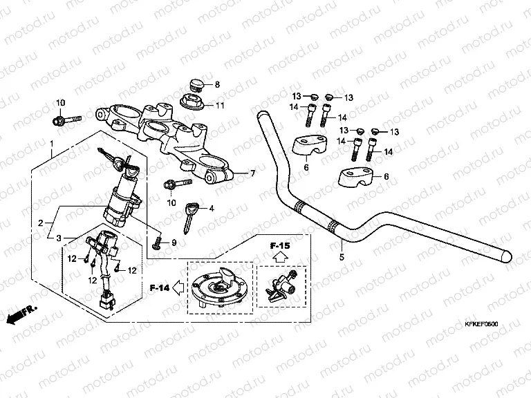 F-5 STEERING BAR TUBE / UPPER BRIDGE