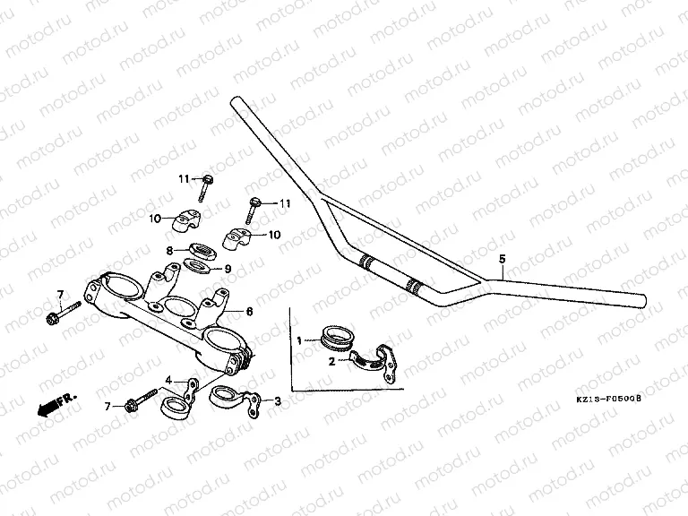 F-5 STEERING BAR TUBE / UPPER BRIDGE