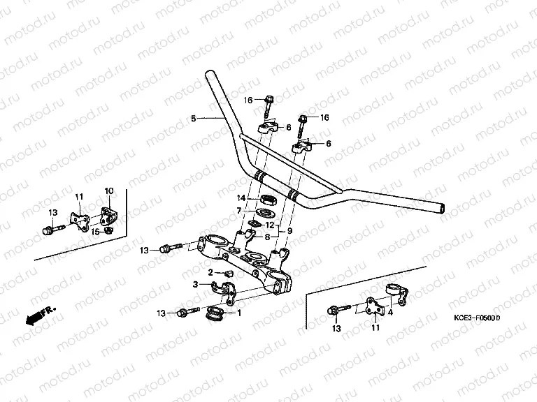 F-5 STEERING BAR TUBE / UPPER BRIDGE