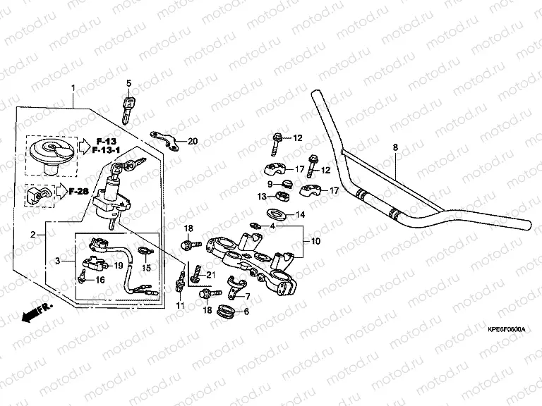 F-5 STEERING BAR TUBE / UPPER BRIDGE