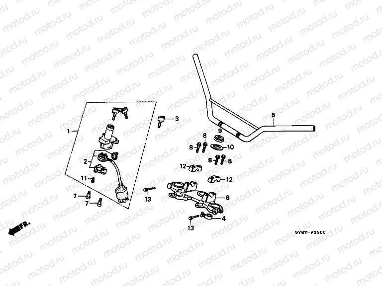 F-5 STEERING BAR TUBE / UPPER BRIDGE