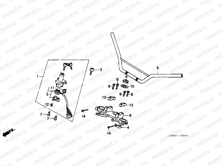 F-5 STEERING BAR TUBE / UPPER BRIDGE