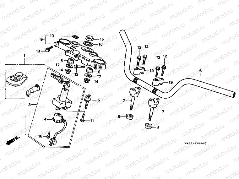 F-5 TIE ROD TUBE / UPPER AXLE (CB750)