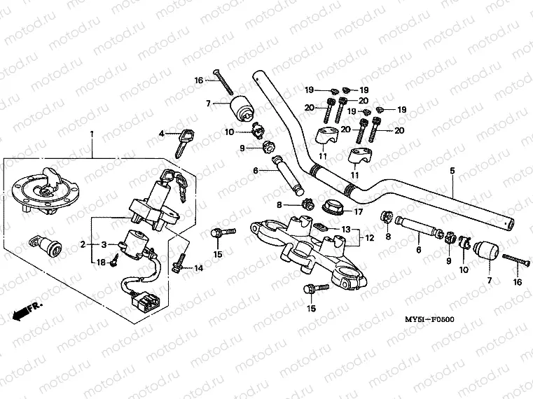 F-5 TIE ROD TUBE / UPPER BRIDGE (CB500)
