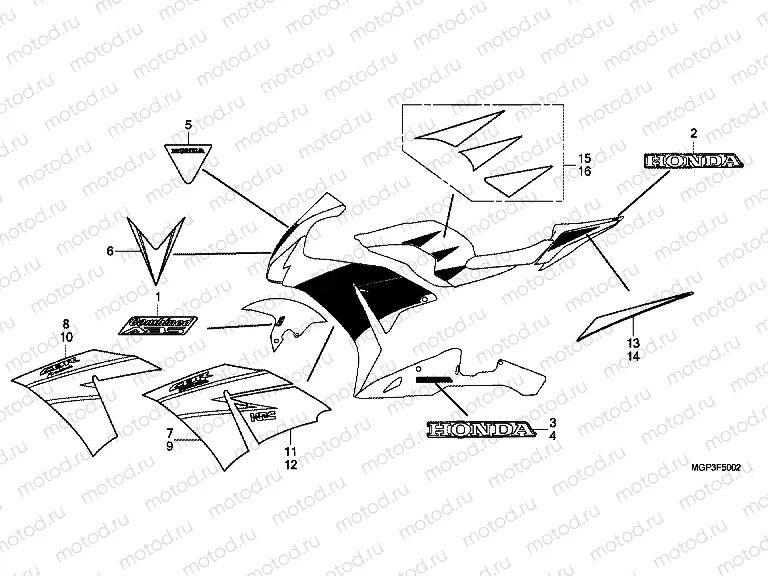 F-50-2 STRIP / SIGNAL (CBR1000RRD / E / RAD / E) (TRICOLOR SAMPLE)