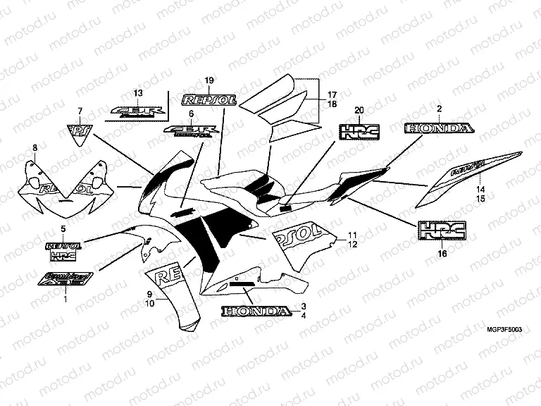 F-50-3 STRIP / SIGNAL (CBR1000RRD / RAD) (REPSOL)