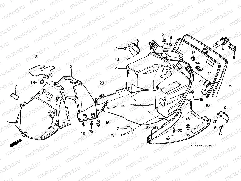 F-6-1 FRONT FENDER / FOOT PROTECTION PLATE (CH125J / L / M / N / P / R)