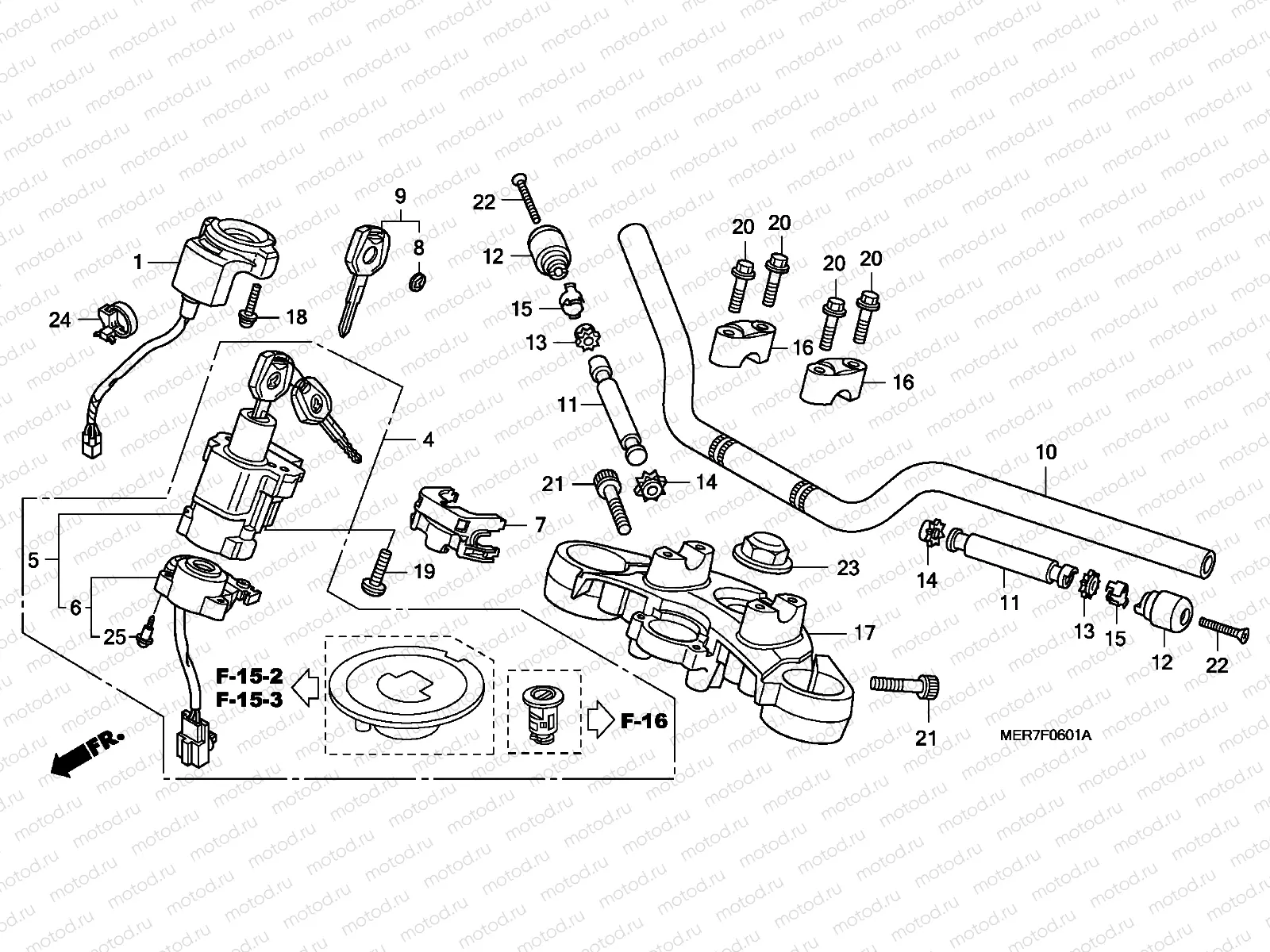 F-6-1 HANDLE PIPE / TOP BRIDGE (CBF600S8 / SA8 / N8 / NA8)
