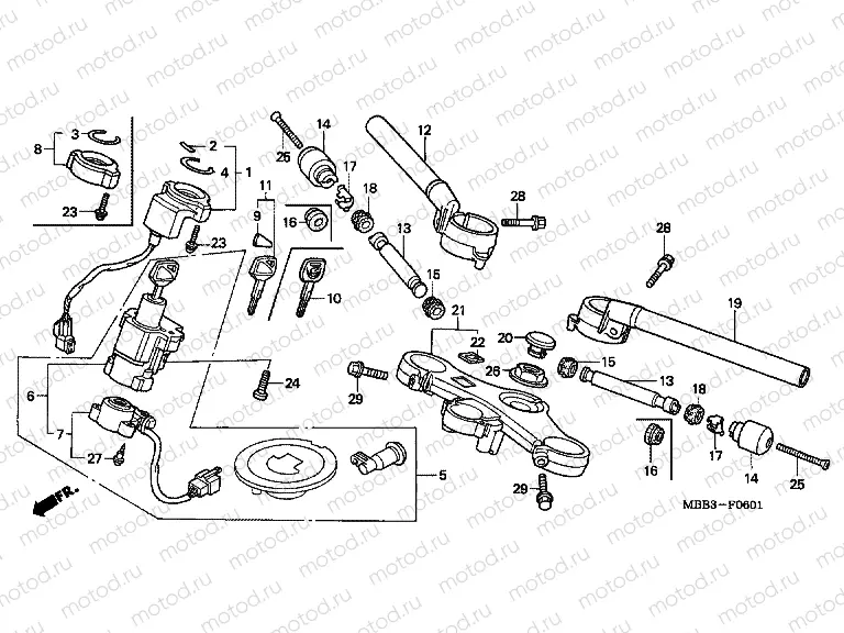 F-6-1 STEERING BAR TUBE / UPPER AXLE (1/2/3)