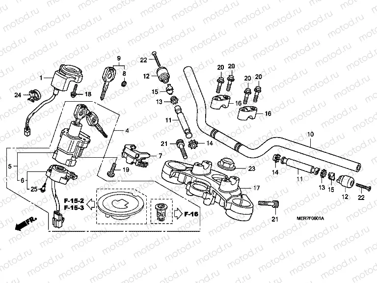F-6-1 TIE ROD TUBE / UPPER BRIDGE (CBF600S8 / SA8 / N8 / NA8)