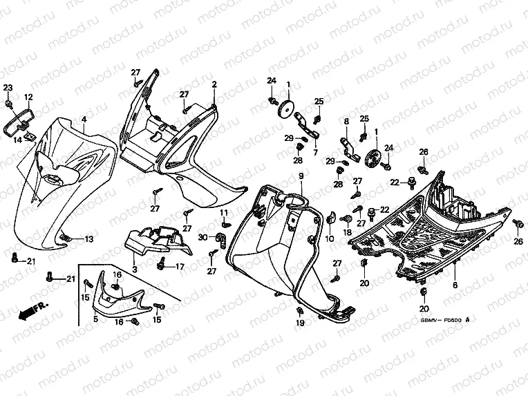 F-6 FRONT FENDER / FOOT FLOOR