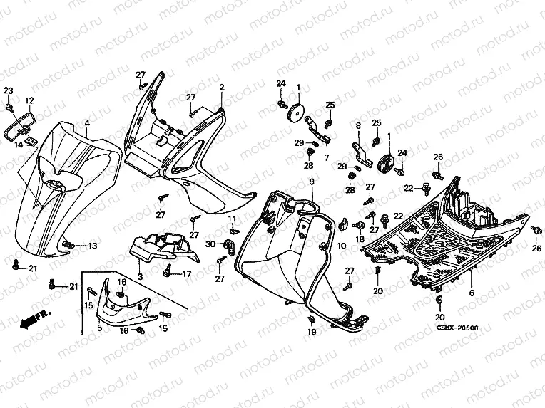 F-6 FRONT FENDER / FOOT FLOOR
