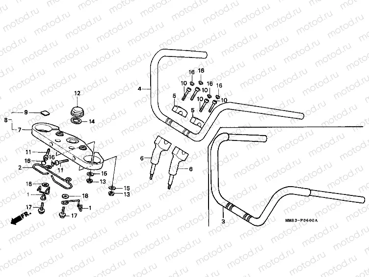 F-6 STEERING BAR PIPE / UPPER BRIDGE