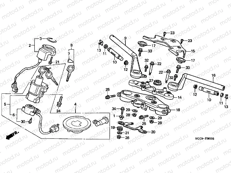 F-6 STEERING BAR PIPE / UPPER BRIDGE