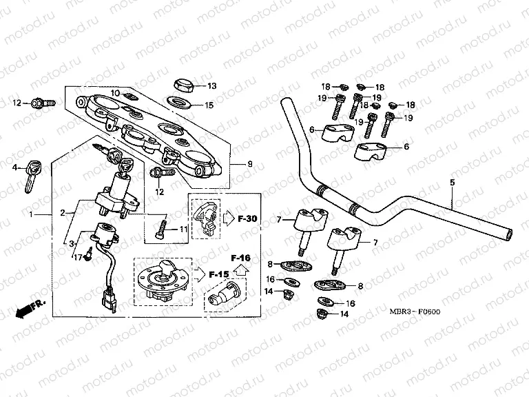 F-6 STEERING BAR PIPE / UPPER BRIDGE