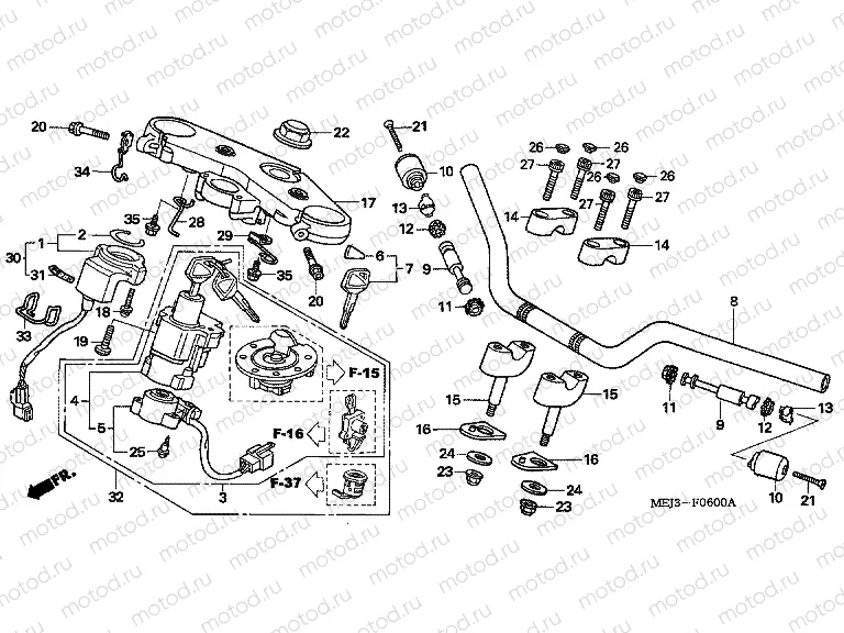 F-6 STEERING BAR PIPE / UPPER BRIDGE