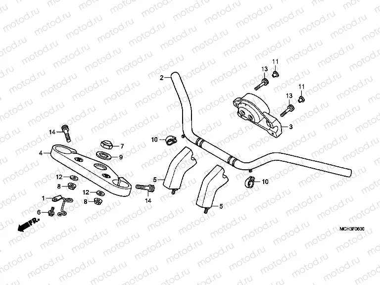 F-6 STEERING BAR PIPE / UPPER BRIDGE