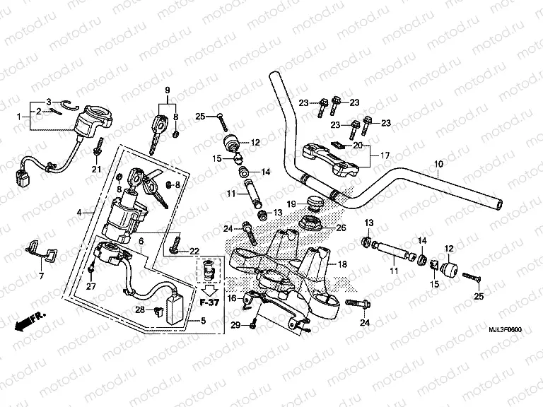 F-6 STEERING BAR PIPE / UPPER BRIDGE