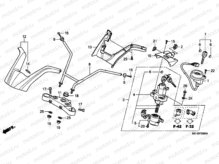 F-6 STEERING BAR PIPE / UPPER BRIDGE