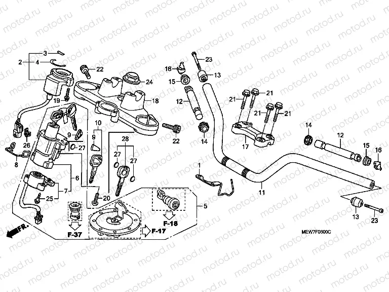 F-6 STEERING BAR PIPE / UPPER BRIDGE