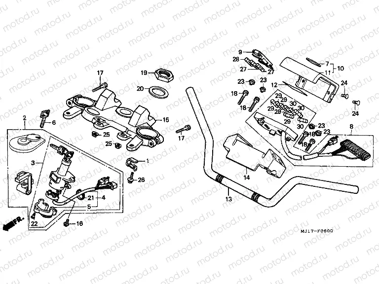 F-6 STEERING BAR PIPE / UPPER BRIDGE