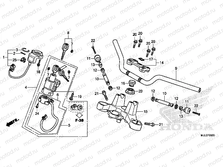 F-6 STEERING BAR PIPE / UPPER BRIDGE