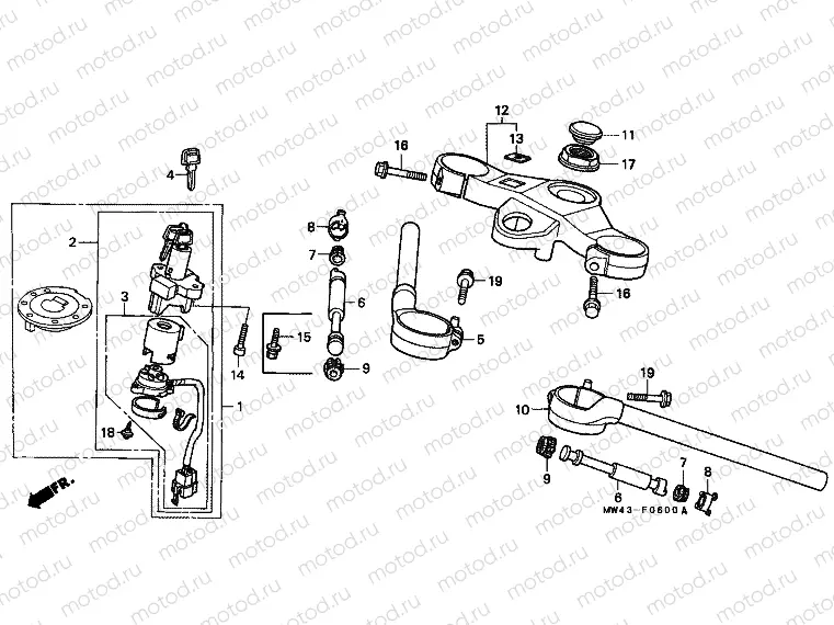 F-6 STEERING BAR PIPE / UPPER BRIDGE