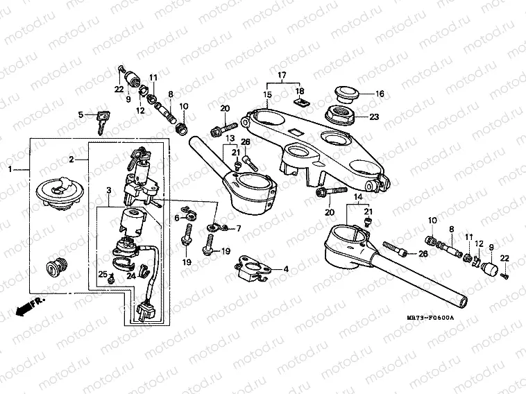 F-6 STEERING BAR PIPE / UPPER BRIDGE