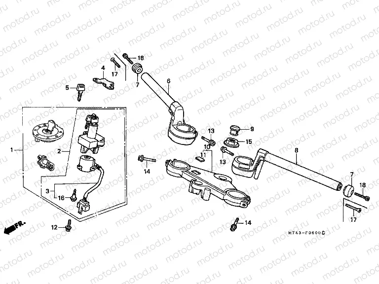 F-6 STEERING BAR PIPE / UPPER BRIDGE