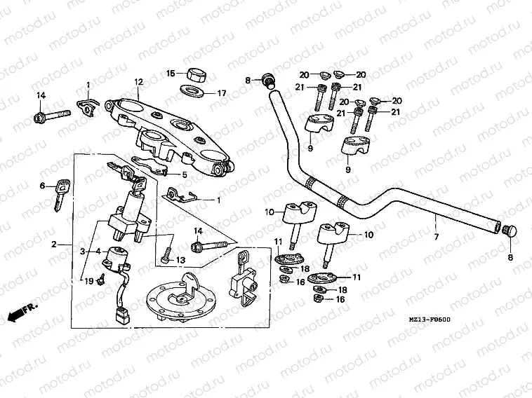 F-6 STEERING BAR PIPE / UPPER BRIDGE