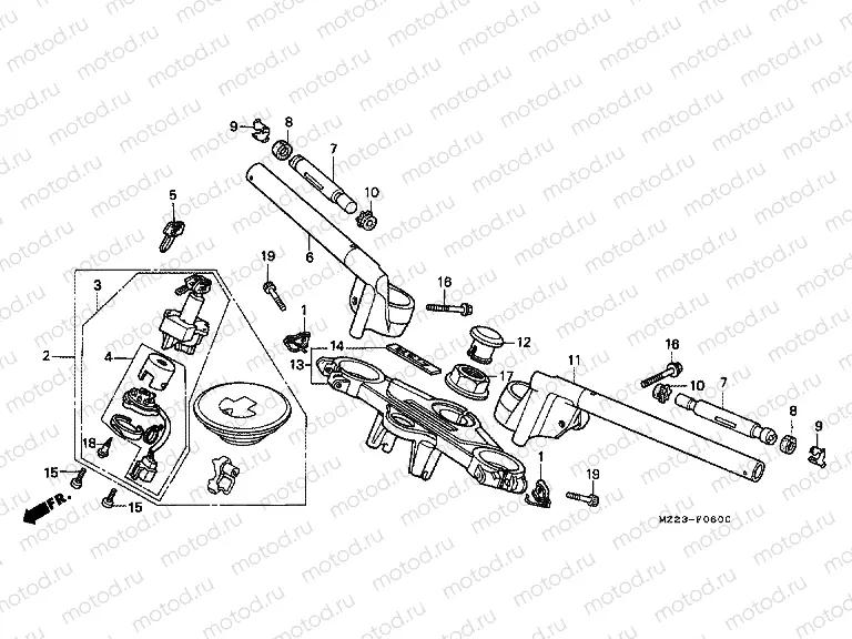 F-6 STEERING BAR PIPE / UPPER BRIDGE