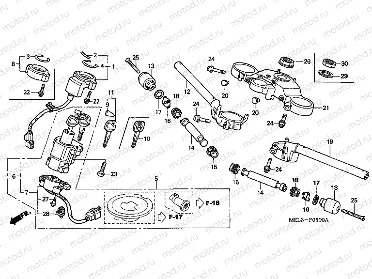 F-6 STEERING BAR PIPE / UPPER BRIDGE