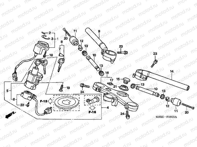 F-6 STEERING BAR PIPE / UPPER BRIDGE