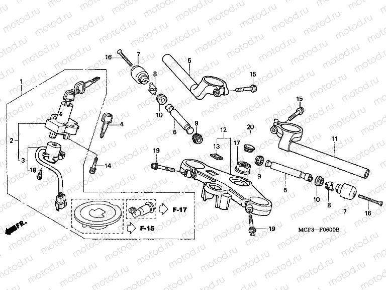 F-6 STEERING BAR PIPE / UPPER BRIDGE