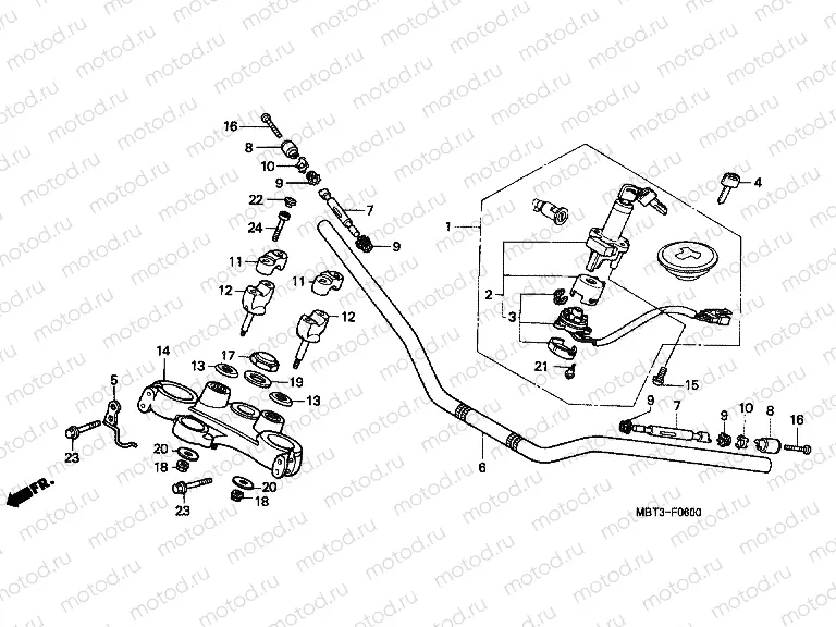 F-6 STEERING BAR PIPE / UPPER BRIDGE