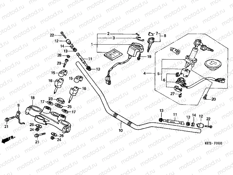 F-6 STEERING BAR PIPE / UPPER BRIDGE