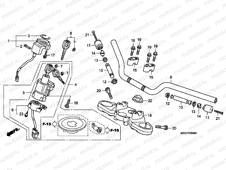 F-6 STEERING BAR PIPE / UPPER BRIDGE