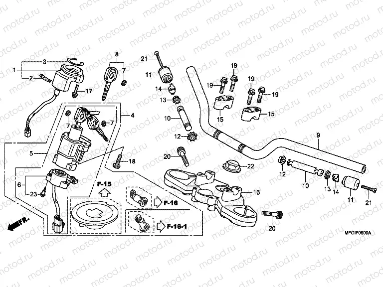F-6 STEERING BAR PIPE / UPPER BRIDGE